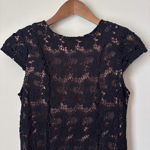 Miss June Lace Sheath Cocktail Dress 1 Small Black LBD - Picture 2 of 9